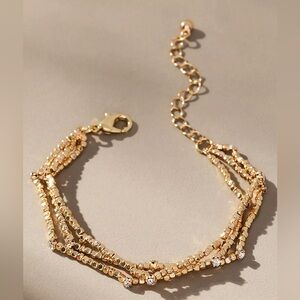 Anthropologie Beaded Stone Layered Bracelet - NWT - Gold